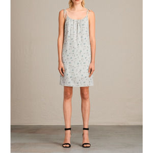 ALL SAINTS Mike Sommer Dress in Light Blue Floral Mini Dress Size Small casual